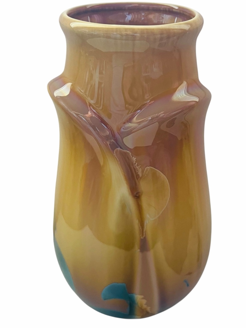 Studio Art Gloss Yellow Blue Tulip Design Vase